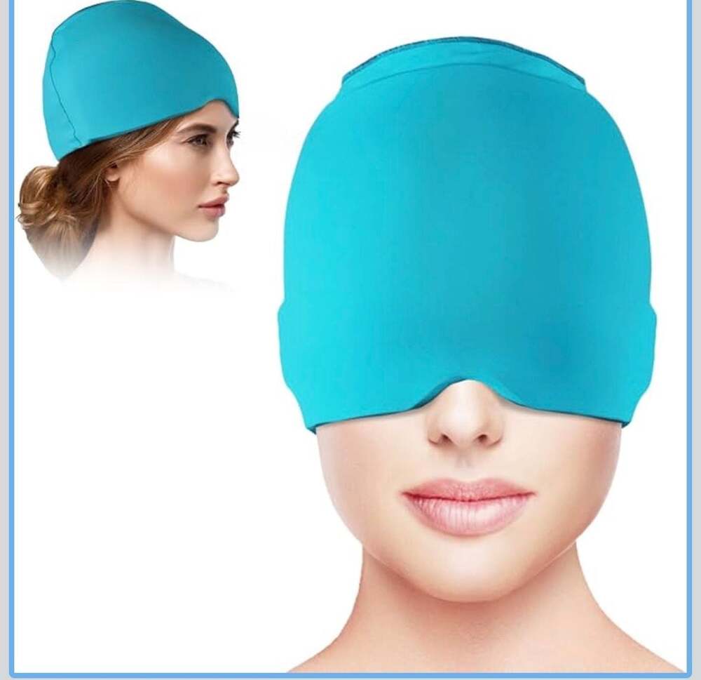 Migraine Relief Ice Cap - Reusable Hot/Cold Gel Headache Therapy Wrap